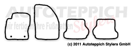 Das Schnittmuster für Fussmatten Ford Focus CC Cabrio_2007-2010
