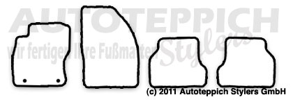 Das Schnittmuster für Fussmatten Ford Focus2_2007-