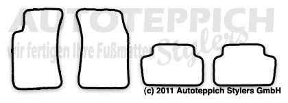 Das Schnittmuster für Fussmatten Ford Escort MK6 Facelift_1992-1998